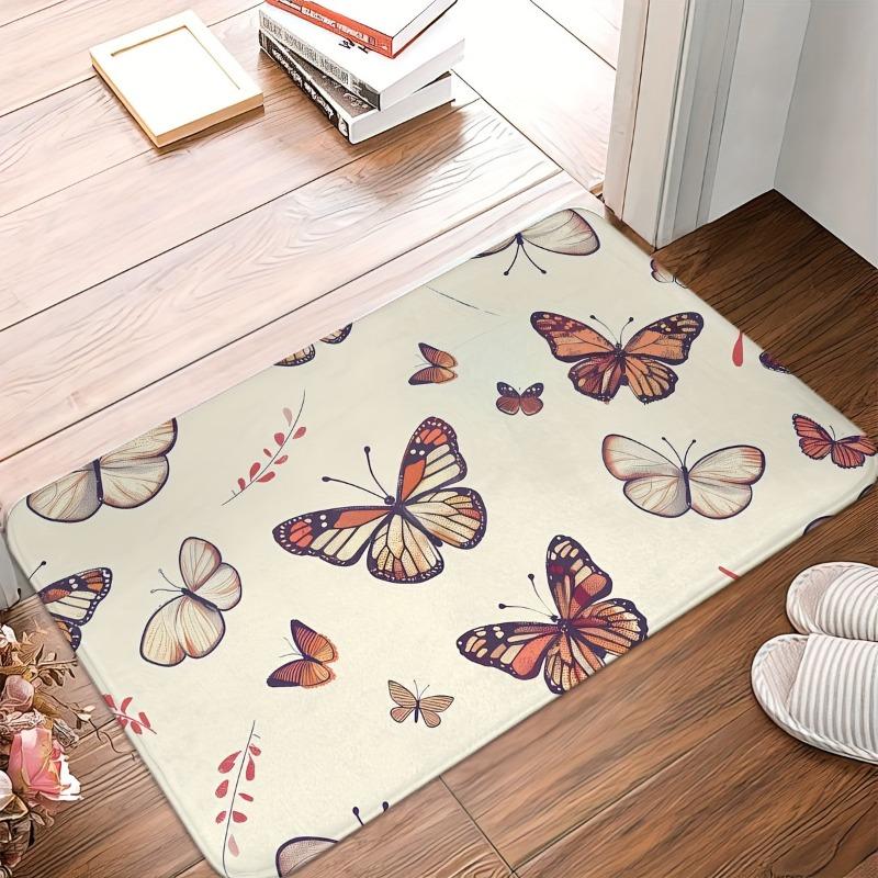 Tappetino da ingresso con motivo a farfalla Elegante Moderno Tappeto da interno per uso quotidiano Morbido Antiscivolo Tappeto per ingresso per Soggiorno Camera da letto Corridoio Cucina