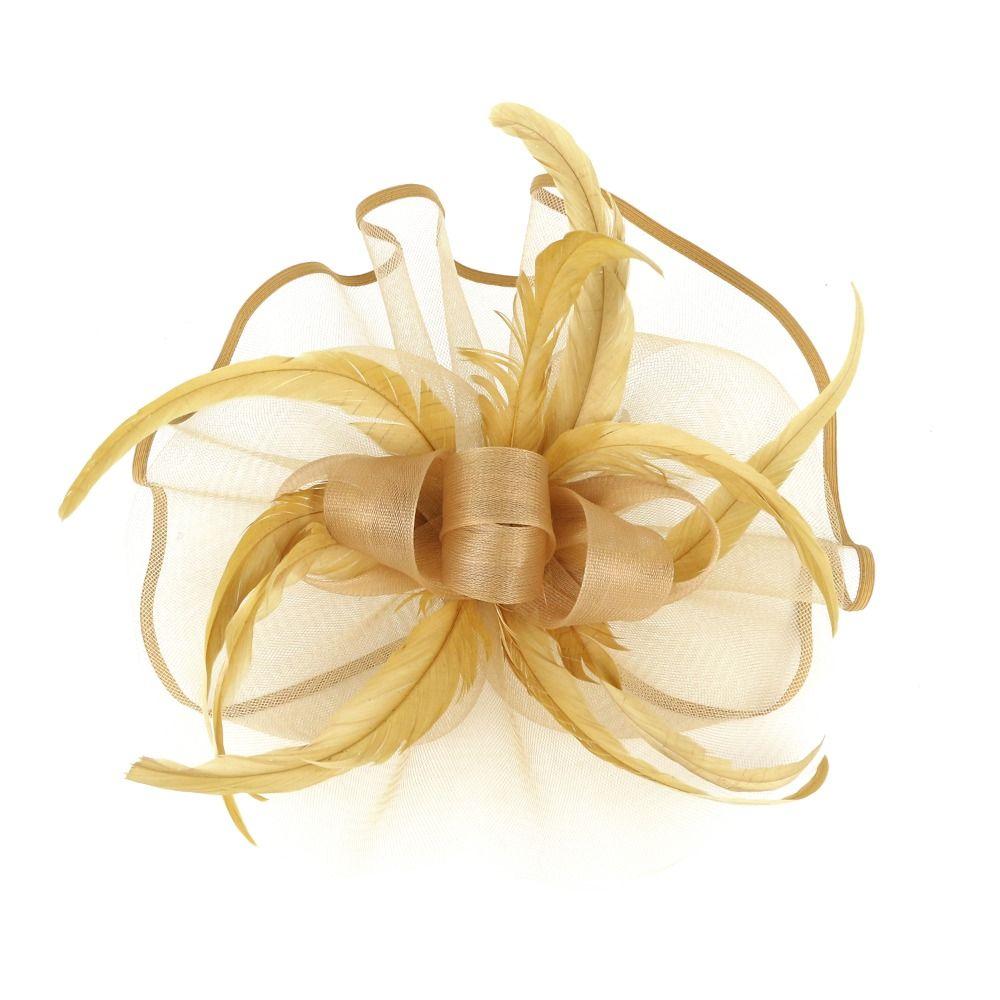 Formal Dress Fascinator Headdress Stylish Bridal Mesh Cap Wedding Feather Hat Headband  Women