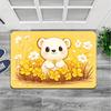 Cute Cartoon Bear Door Mat, Yellow Floral Garden Entry Rug, Soft Non-Slip Floor Mat for Kids Bedroom, Spring Decor