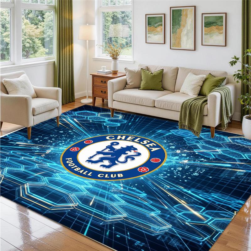 Chelsea FC Design Crystal Velvet Rug Soft Decorative Mat for Bedroom Entrance