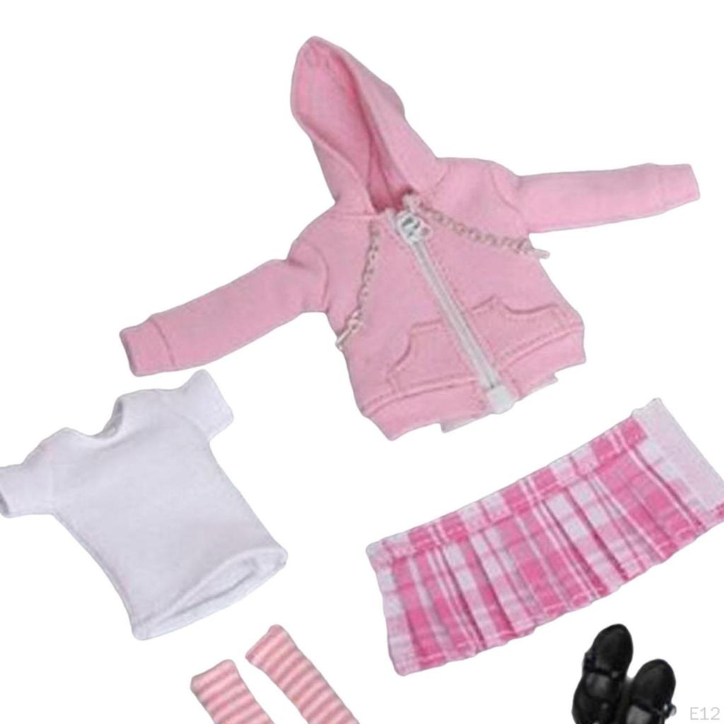 1/12 Scale Figure Clothing Set Doll Uniform Kits Dollhouse Decoration Fashion Pleated Skirt for