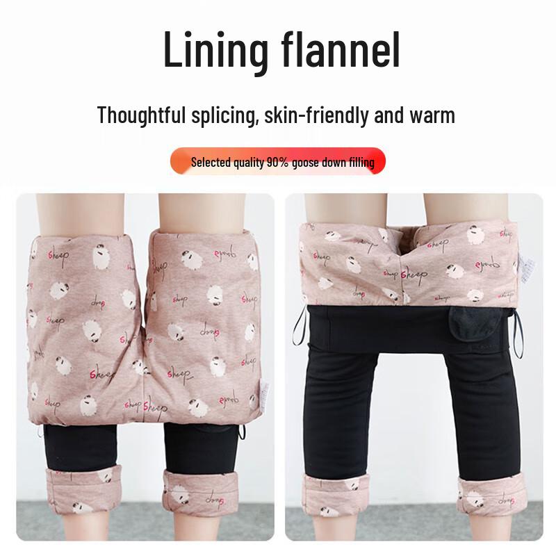 XueZhongFei Women's Goose Down Fleece-Lined Slim-Fit Thermal Pants