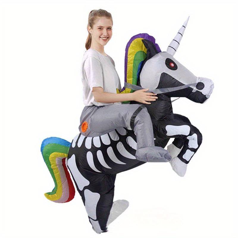 Inflatable Unicorn Skeleton Costume for Adults - Halloween Party Roleplay Festival Stage Performance Riding Unicorn Accessory