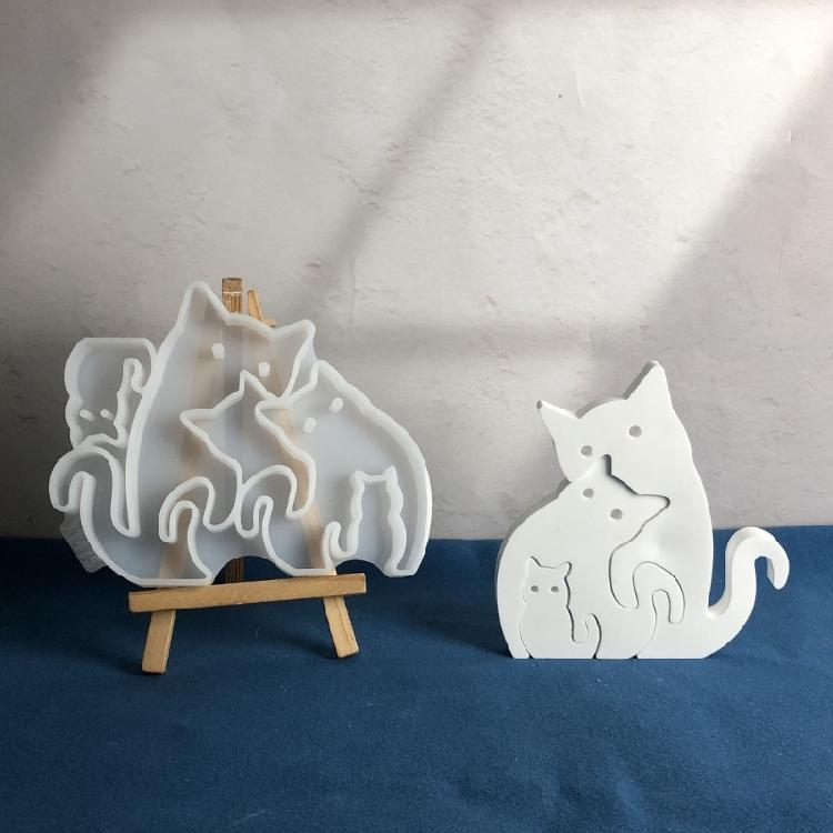 Artistic Silicone Mold with 3 Cats Sculptures Molding Tool For Crafting Home Decoration Desktop Shelf Display Items