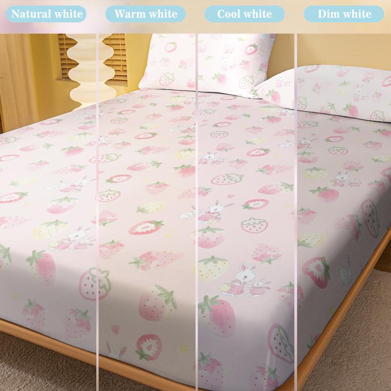 1 Cartoon Cute Animal Rabbit Printed Matte Fitted Sheet, Bedroom Printed Bed Cover, Bedding (Excluding Pillowcases)