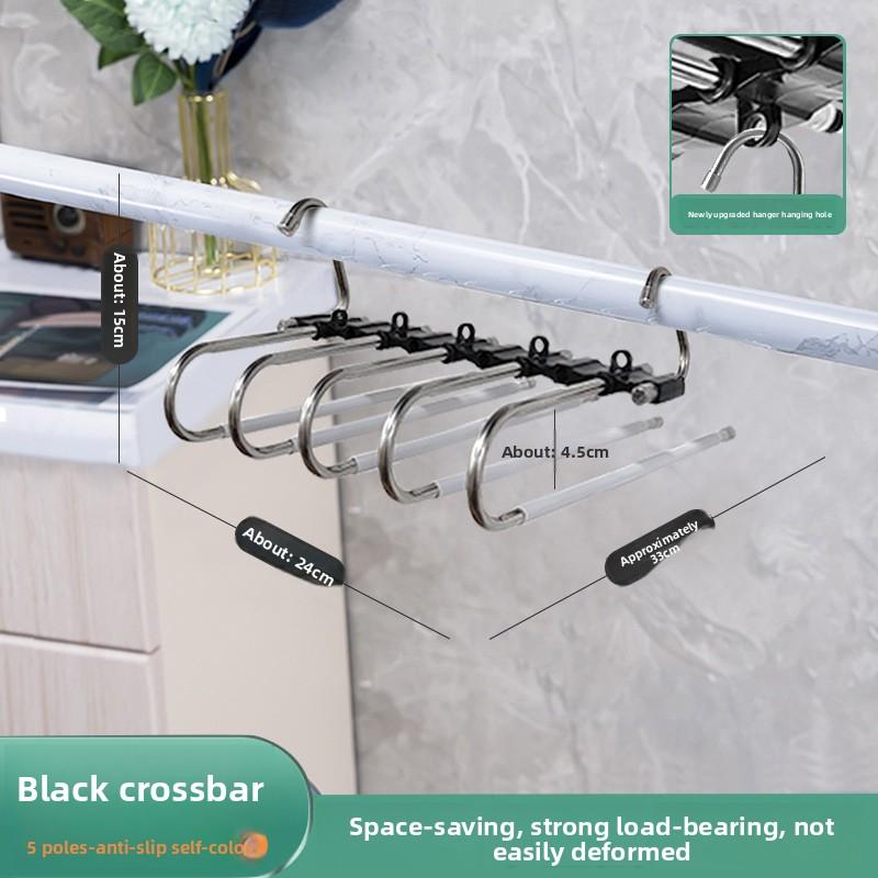 

Металлическая вешалка для брюк с 9 ярусами и противоскользящим покрытием, дизайн из нержавеющей стали, включая 5 крючков, уменьшающая беспорядок на 80%, для облегающих джинсов и джинсовой ткани