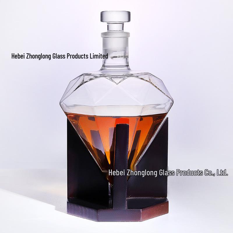 Diamond-Shaped Whiskey Decanter and Glass Set.
