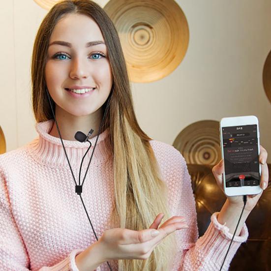 1.5m Lapel Microphone Professional Noise Reduction Mini Live Broadcast Recording Lavalier Headset Microphone for Mobile Phone