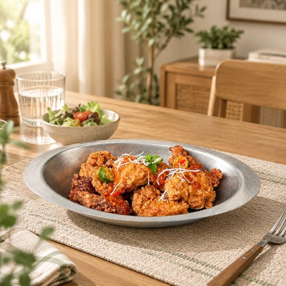 Shallow Metal Dinner Plate Stainless Steel Dessert Plate Western Food Tray Restaurant Bone Dish