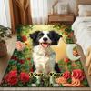 1PC Custom Name Floral Border Collie Portrait Theme Floor Mat Ideal for Living Room, Game Rooms, Office, Bedroom Floor Mat Playful Design