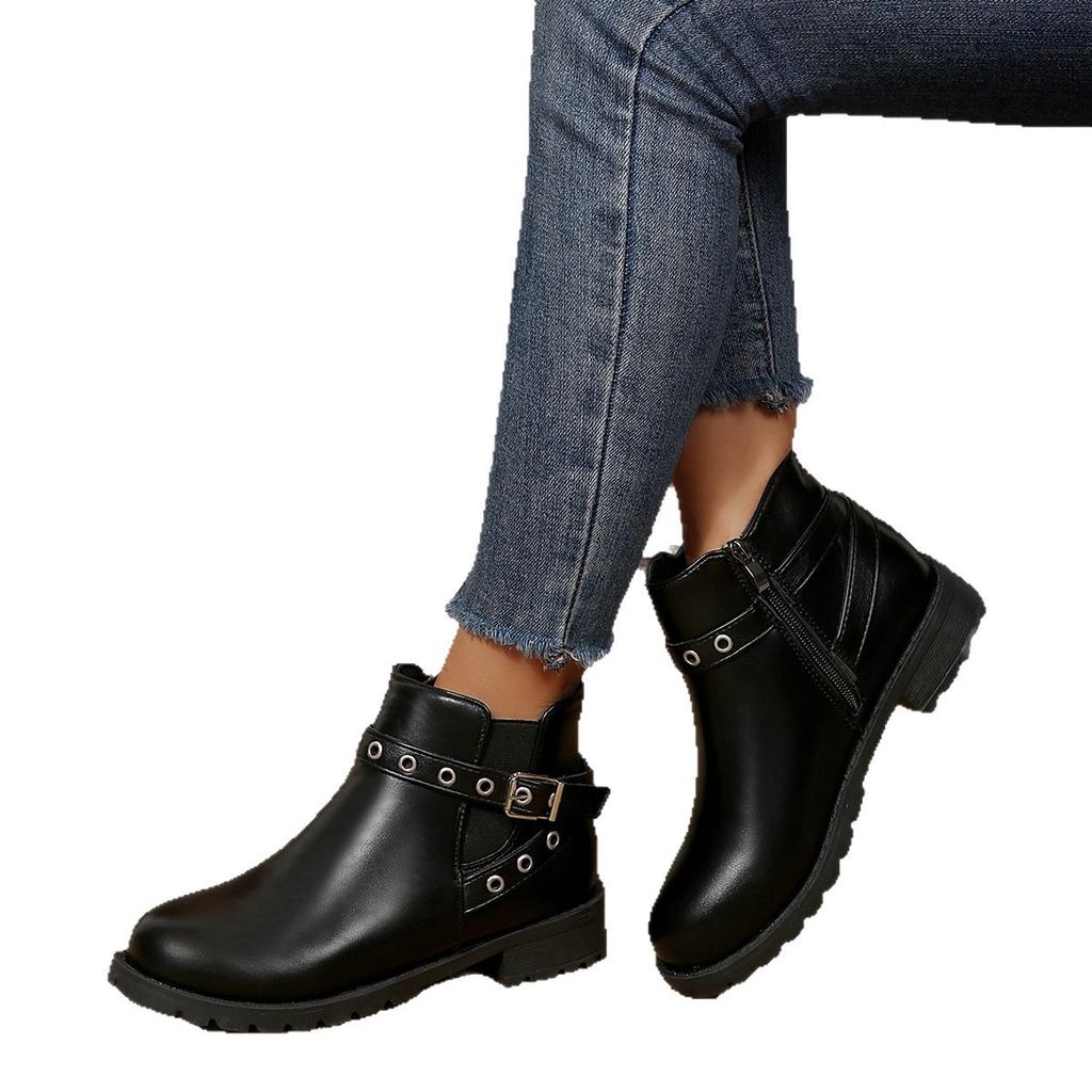 Martin boots nieuwe Britse stijl korte laarzen lente en herfst enkele laarzen dikke zolen Chelsea boots klinknagelbanden gespbanden