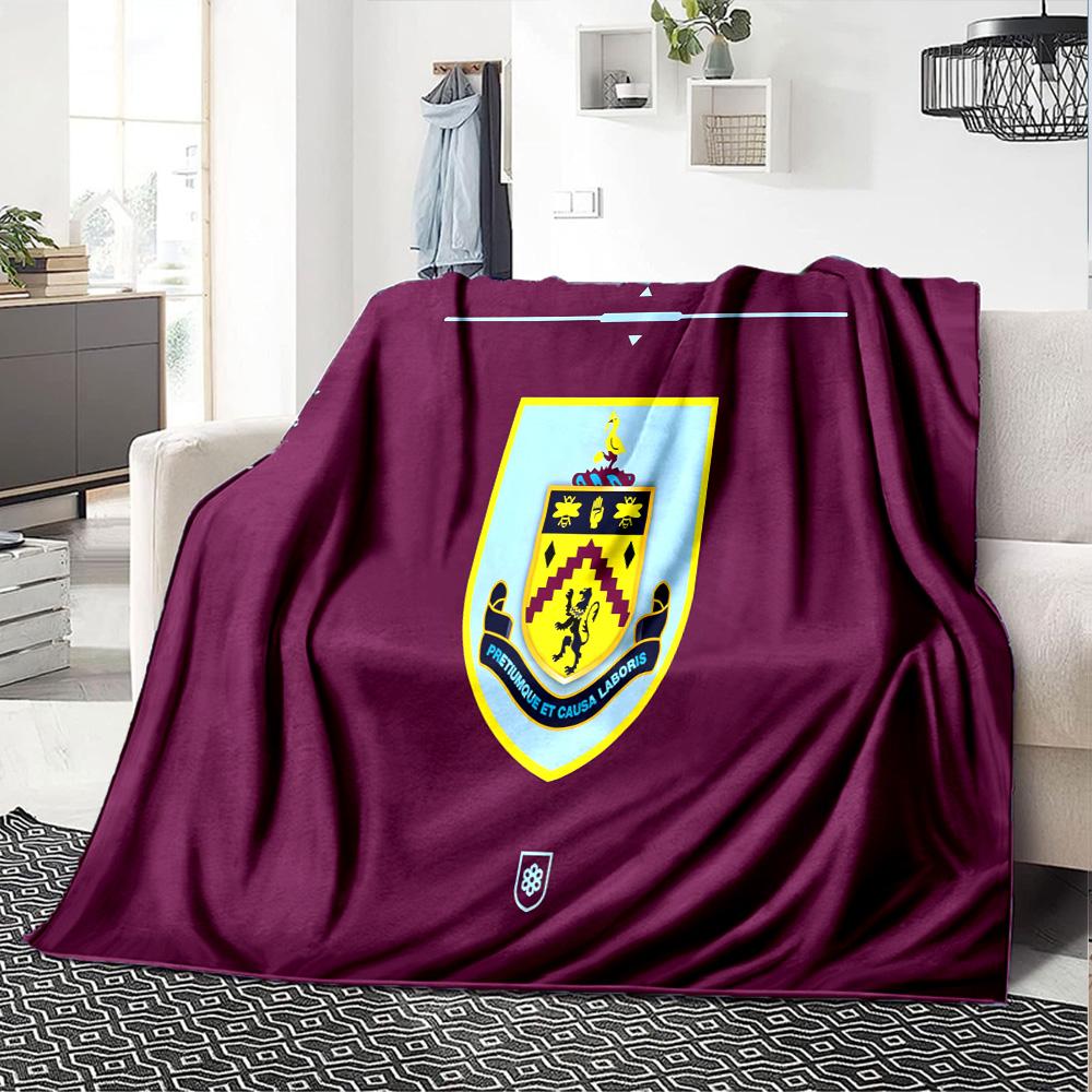 Football Club Burnley Flannel Blanket, Soft Polyester, Modern Design, All-Season for Camping, Travel, Gifts for holidays or birthdays