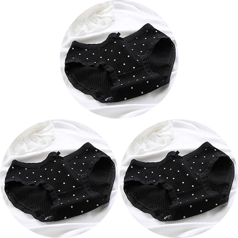 3Pcs/set Women Sexy Cotton Panties Underwear Seamless Soft Briefs Skin-Friendly Female Lingerie Mid-waist Black Underpants