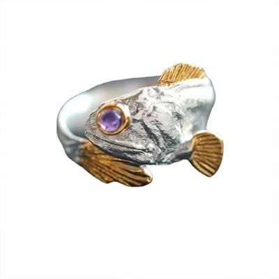 Anillo Ajustable de Pez Dorado Joyería de Aleación Bicolor Diseño Ligero Perfecto Para Uso Diario y Regalos