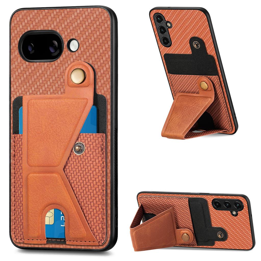 For Google Pixel 9a Case with K-Shaped Kickstand Leather Phone Back Cover