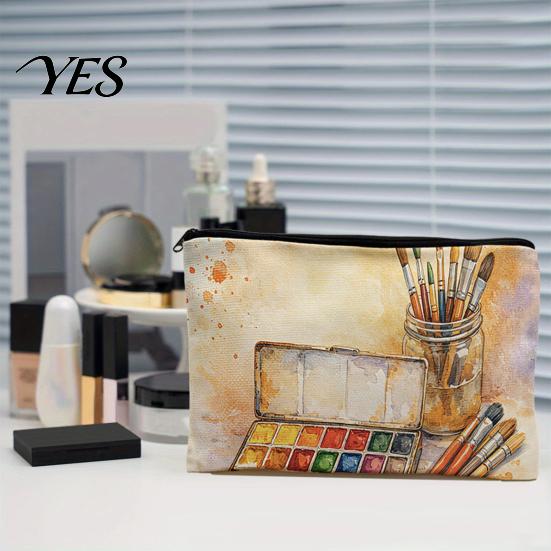 Durable Craft Supply Case Canvas Storage Bag, with Smooth Zipper, Large Capacity Portable Waterproof Makeup Organizer Pouch, Toiletry for Stationery