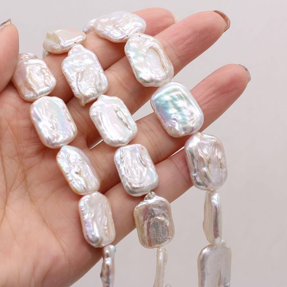 1String, Baroque Natural Freshwater Pearls, 15-22mm White Rectangle Pearl Beads for Jewelry Making DIY Crafts, Birthday Wedding Gifts, 36cm