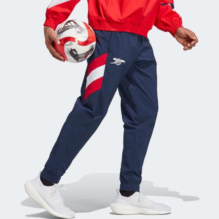 Adidas Logo Print Elastic Waist Long Sports Pants Men Bottoms Collegiate-Navy-Blue HT7149