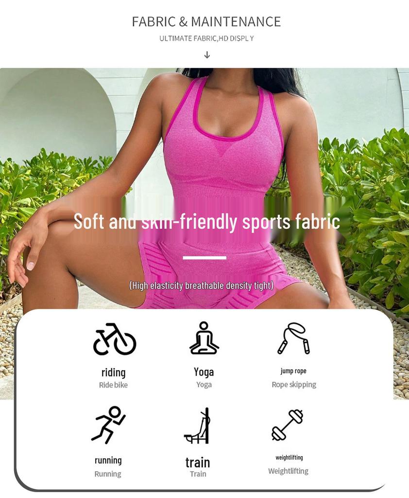 Women's High Waist Yoga Shorts & Vest Set - Cross-border Sports Fitness Wear