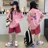 Girls' Summer Casual Set: Short-Sleeve T-Shirt and Capri Pants (Lightweight Two-Piece Set) for Older Girls