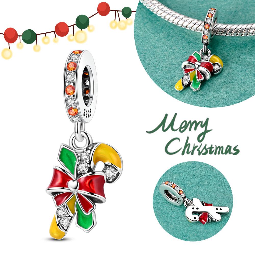 Christmas Party Copper Cute Elk Santa Claus Christmas Tree Pendant Beads Fit Bracelet Women Gift Charms For Jewelry Making
