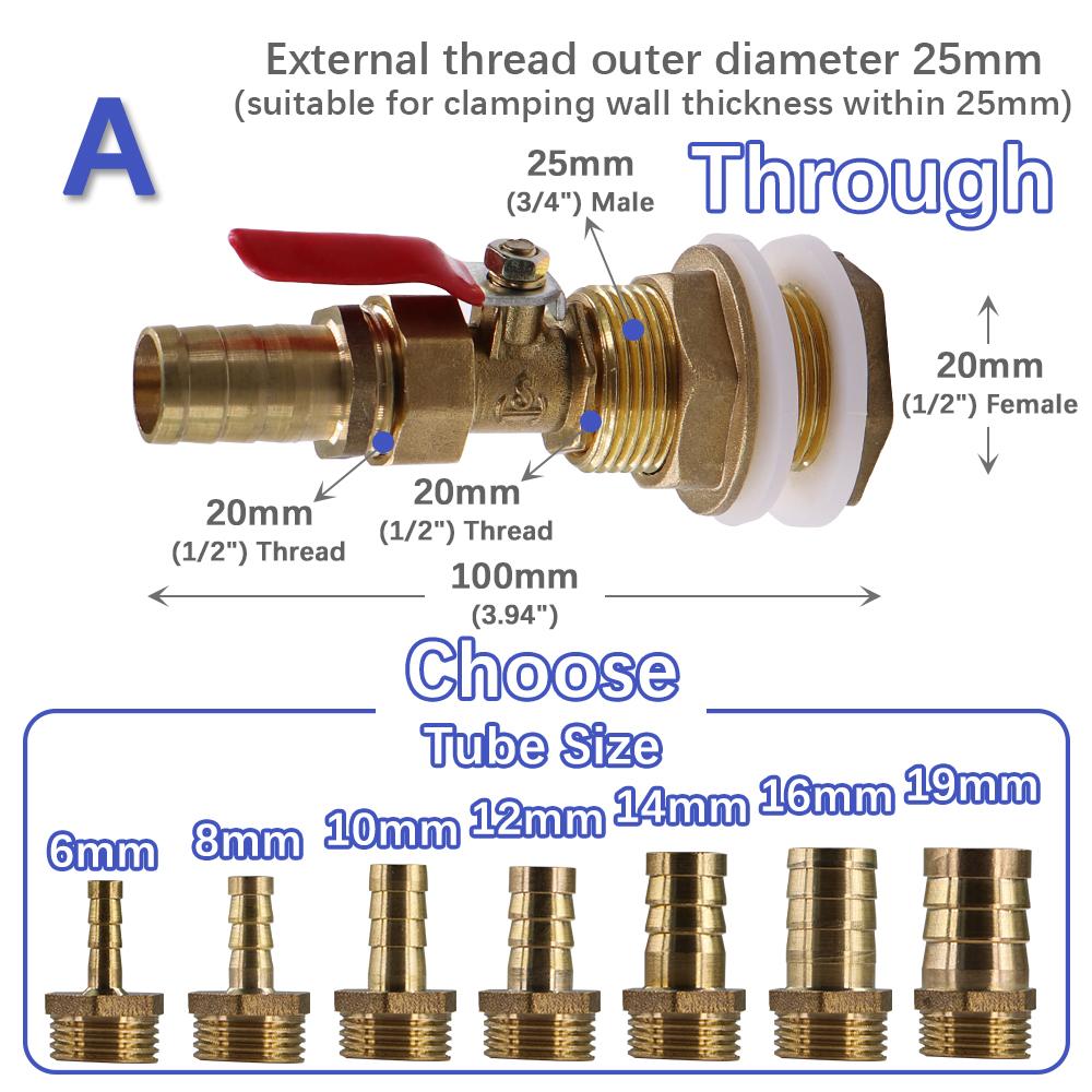 

6-19mm Brass Pagoda Ball Valve Hose Adapter Water Tank Coupling Joint for Aquarium Fish Tank Garden Irrigation Tube Pipe Fitting for 8mm tube