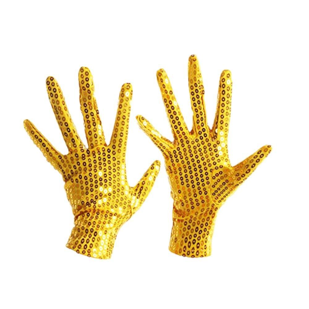 Shiny Sequined Hat Tie Gloves Set Masquerade Disco Stage Performance Costume  for Men Women
