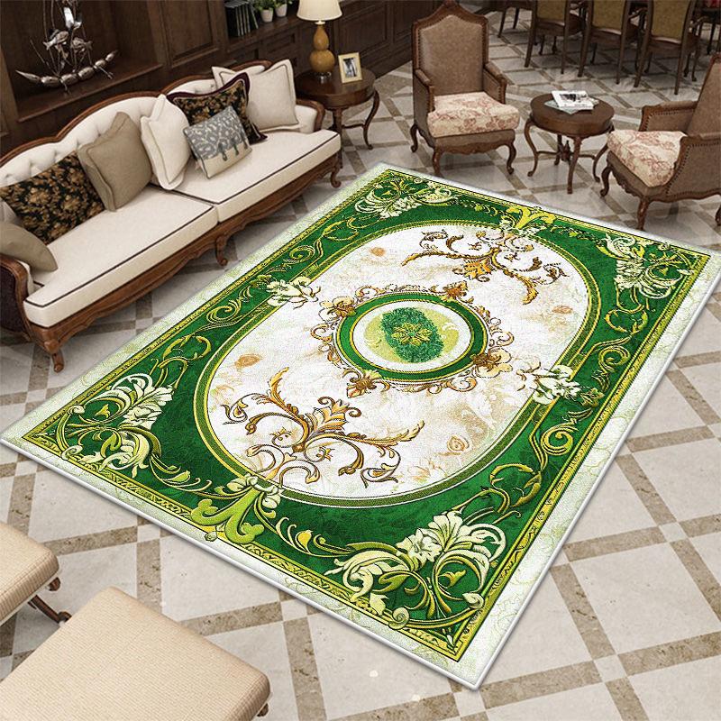 European Style Black Golden Carpet Living Room Luxury Decor Soft Fluffy Washable Rug Bedroom Bedside Antiskid Floor Mat Foldable