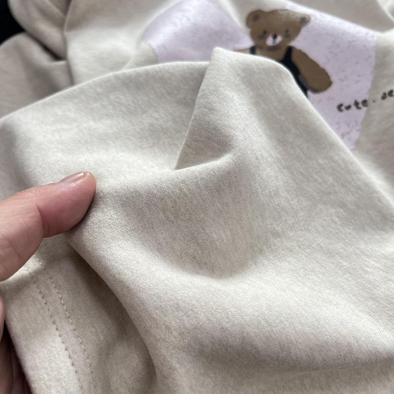 American Cartoon Heart Bear Print Women's Loose Short Sleeve Spring T-shirt