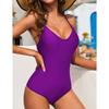 New One-piece Solid Color Swimsuit Bikini Sexy Backless Casual Vacation Swimsuit Women