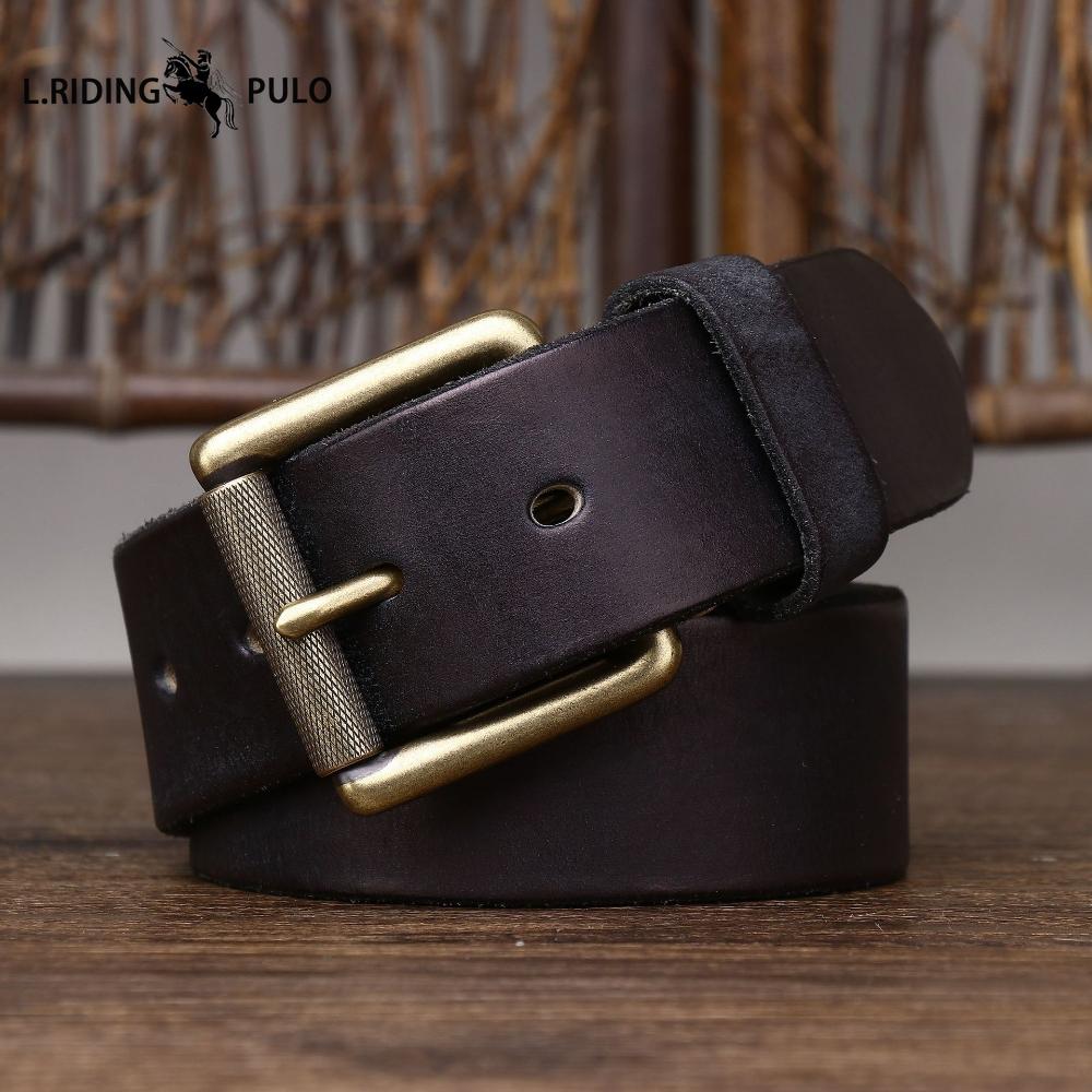 Handmade, Widened and Thickened Top-grain Cowhide Men's Leather Belt, American Retro Style, Pin Buckle Belt