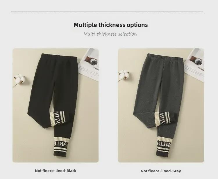 Dívčí teplé legíny s podšívkou ze sametu: Zesílené zimní jednodílné kalhoty z jehněčí vlny