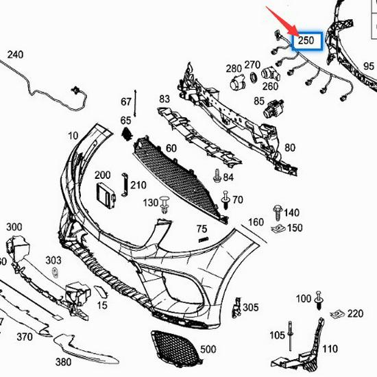 Mercedes-Benz ML/GLE/GL/GLS W292 Front Bumper Parking Sensor Harness