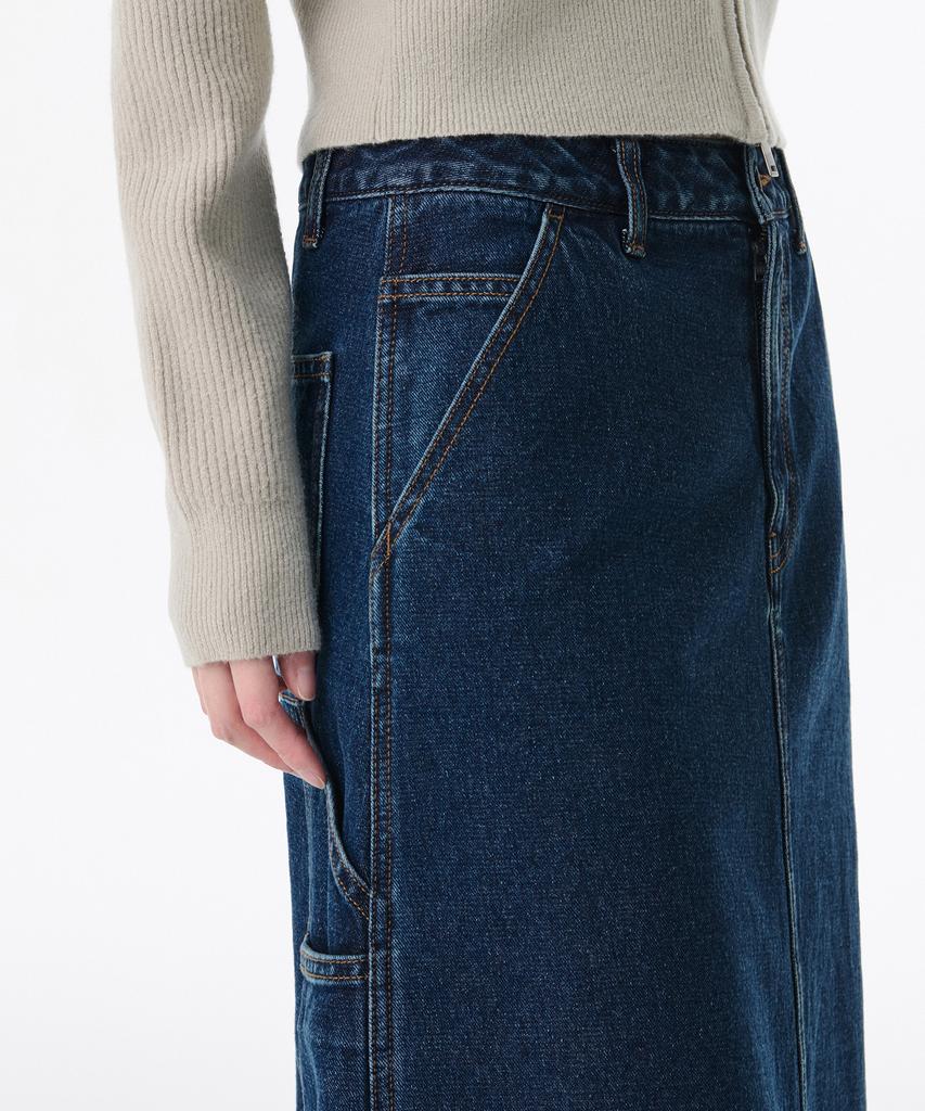 Musinsa Standard Woman Women'S Denim Carpenter Long Skirt [Medium Indigo]
