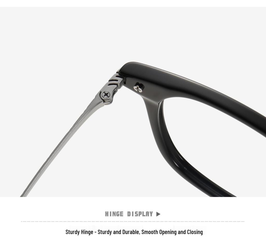 Ultra-Light Retro Black Myopia Glasses with Large Square Wood-Based Frame