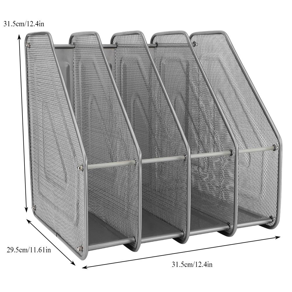 Modern   4-Compartment Desktop Display Rack Magazine File Document Metal  (Black)