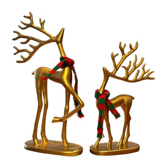 

1/2 шт. Рождественская статуэтка оленя с шарфом, минималистичная фигурка силуэта лося, скульптура оленя, украшение для дома, офиса, рабочего стола H