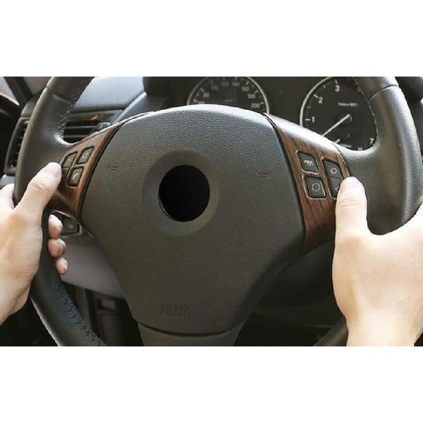Fit For BMW 3 Series Steering Wheel Button 2005-12 Brown Wood Grain Frame Cover
