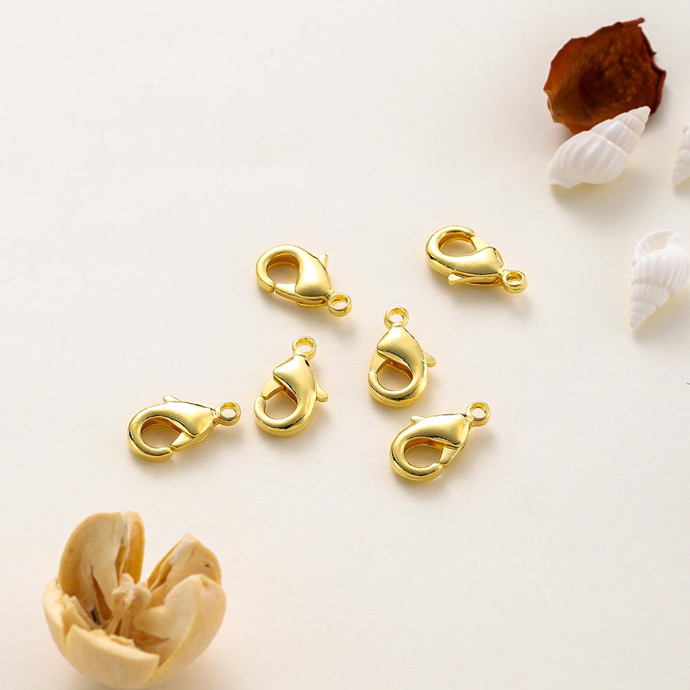 10pcs/bag 14K 18K Gold Plated 10mm 12mm 15mm Lobster Clasps Necklace Bracelet Connector Clips For DIY Jewelry Making Accessories