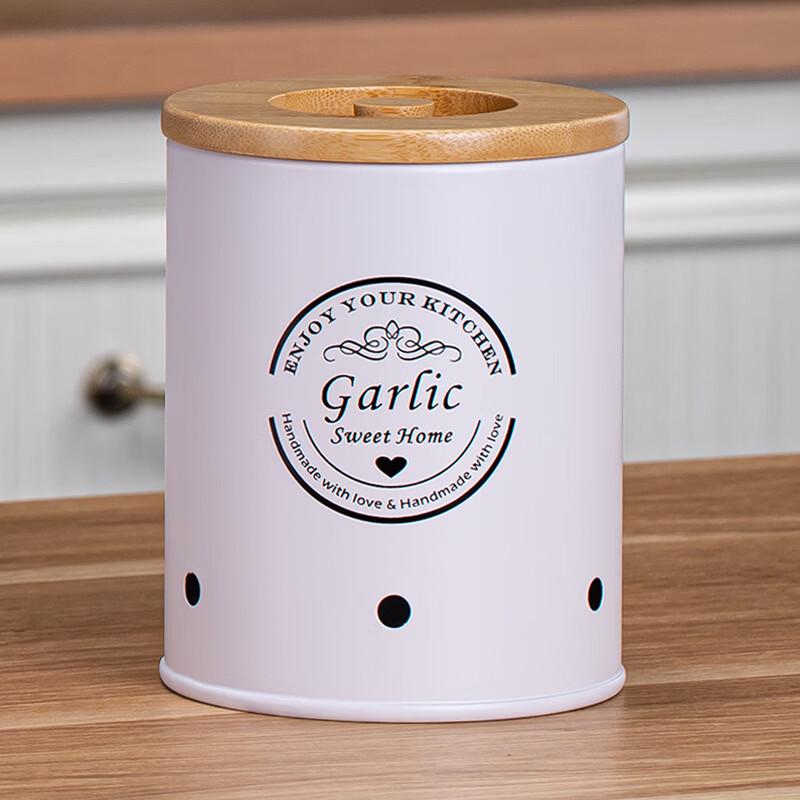 White Stackable Carbon Steel Potato Storage Bins with Bamboo Lids, Small (Set of 3)