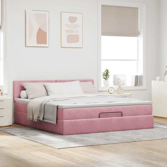 Maison Exclusive - Lit ottoman avec matelas et LED Rose 180x200 cm velours