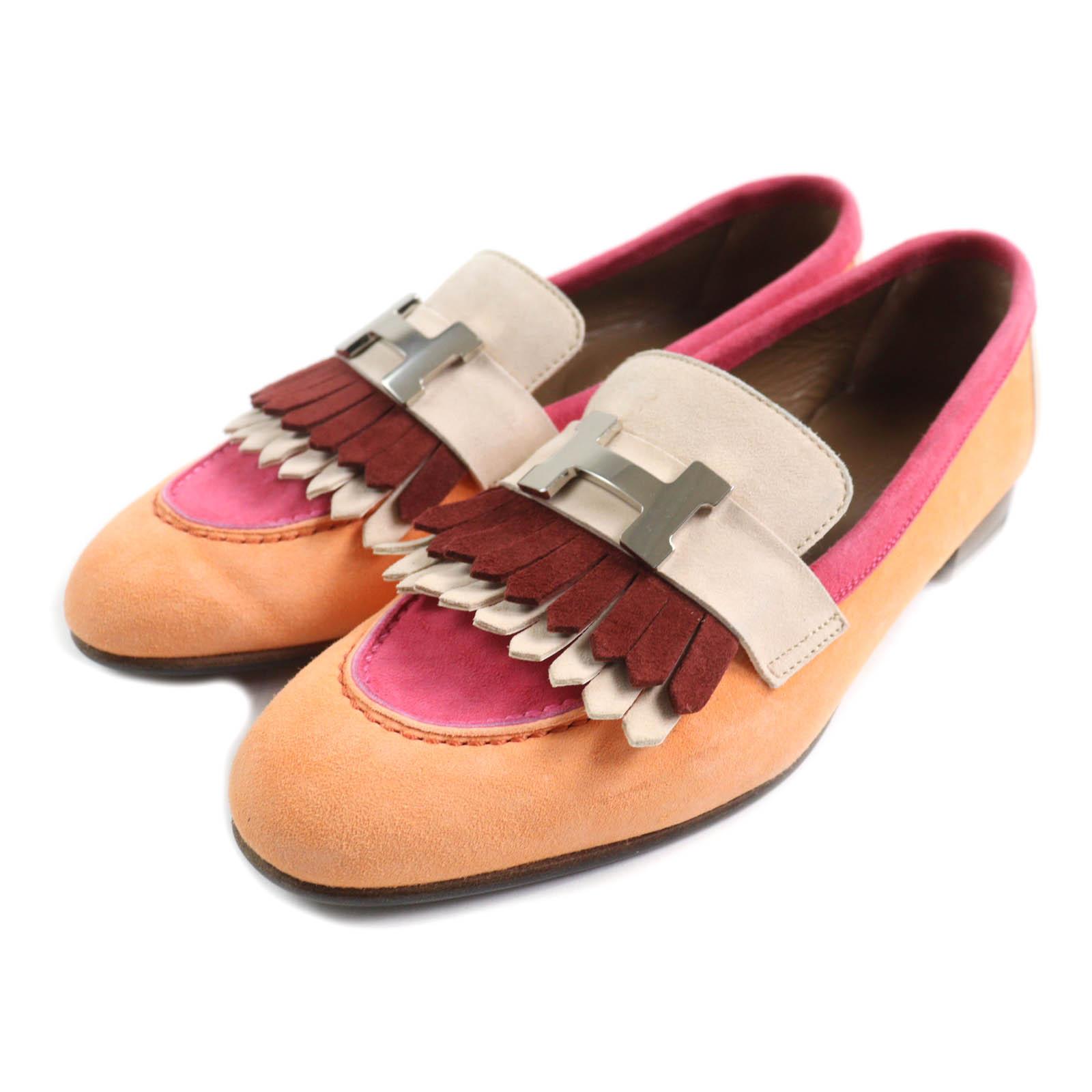 

HERMES loafers Royal tassel almond toe Multi Suede leather Women 35.5 181071Z Used