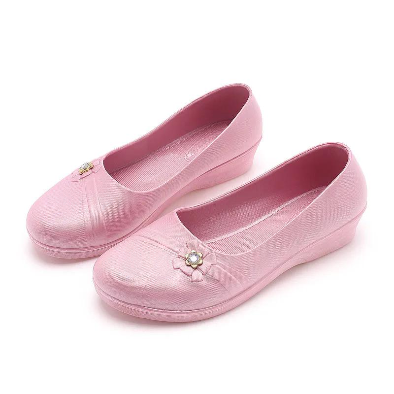 WTEMPO Women's Kitchen Waterproof Anti Slip Four Seasons Work Shoes Shallow Mouth PVC Shoes Casual Flat Heel Soft Thick Sole Shoes