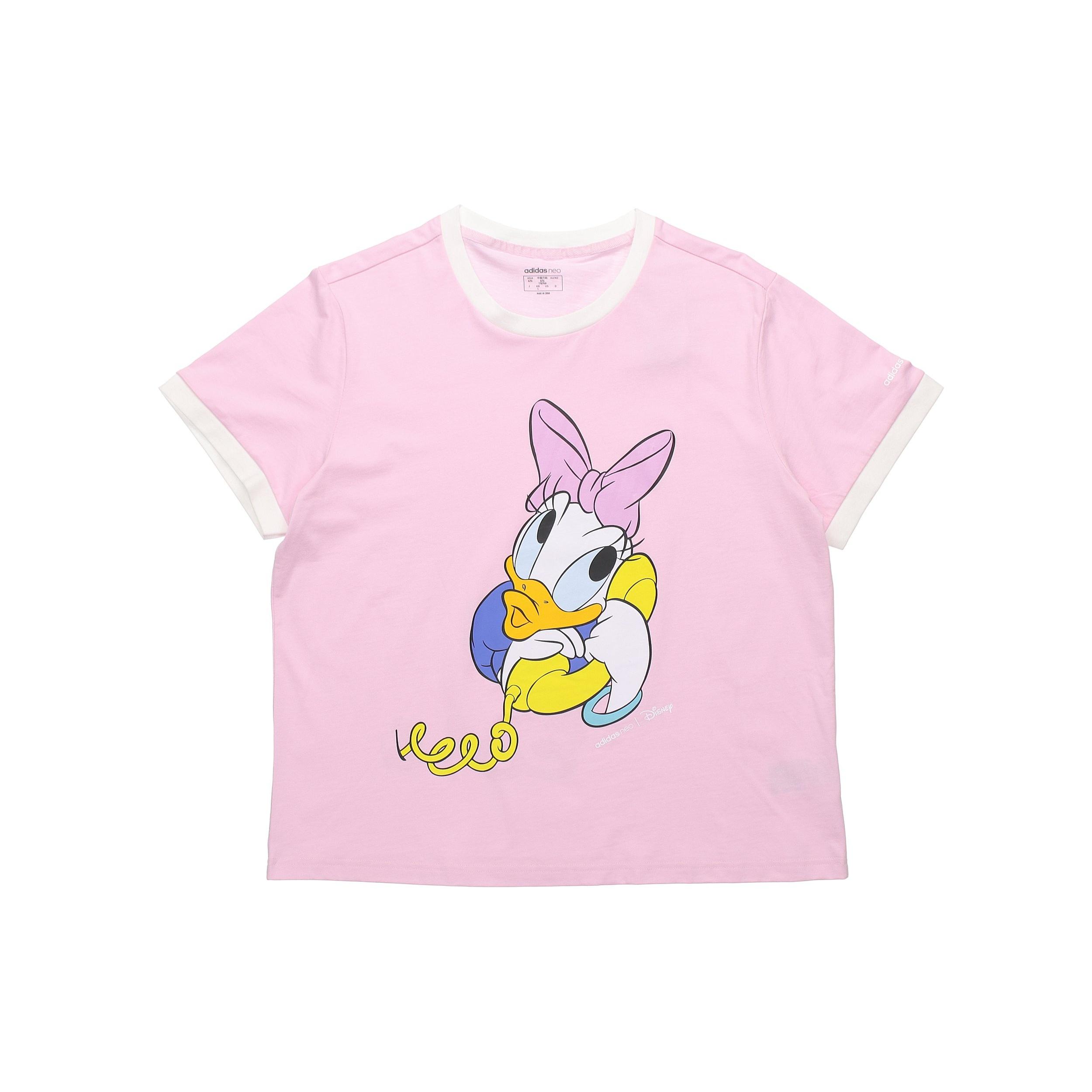 (WMNS) adidas neo Dsny Cp Tee Disney Donald Duck Sports Short Sleeve Pink Red Women s GJ5624 L