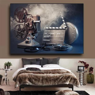Retro Movie Projector Canvas Paintings Black Film Chalkboard Pictures Artwork Classic Old Fashion Posters Living Room Decor