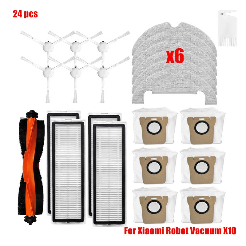 Main Side Brush Hepa Filter Mop Cloth Dust Bag For Xiaomi Robot Vacuum X10 Robot Vacuum Cleaner Parts Replacement Accessories