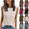 Summer New Women's Solid Color Sleeveless Knit T-Shirt Casual Round Neck Tank Top