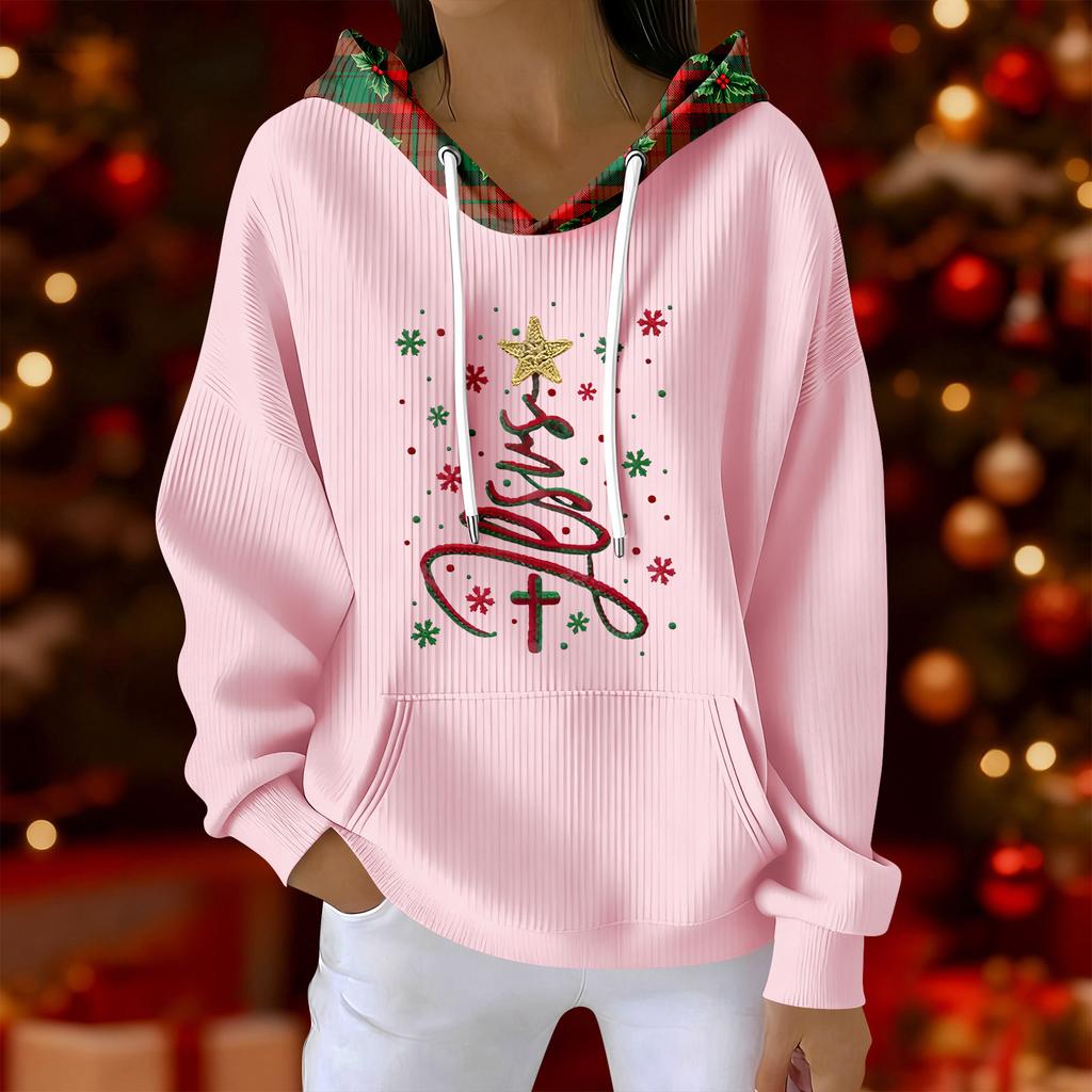 Women's Fashion Casual Christmas Print Pullover Long-Sleeve Sweatshirt