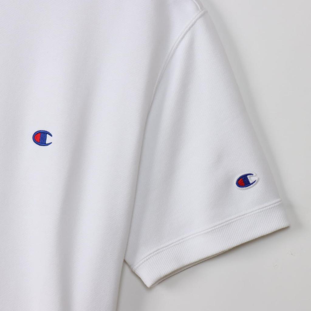 Champion Basic Short Sleeve Crew Neck Sweatshirt with Fleece Lining and Size S Men's One-Point Logo, White, (C3-Z020)