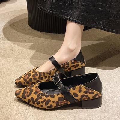 Fashion Spring Designer Leopard Print Woman Mary Jane Shoes Fashion Shallow Thick Heels Elegant Party Female Shoes Zapatos De Mujer